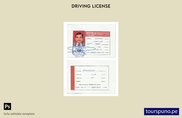 Plantilla de licencia de conducir de Libia lista para imprimir